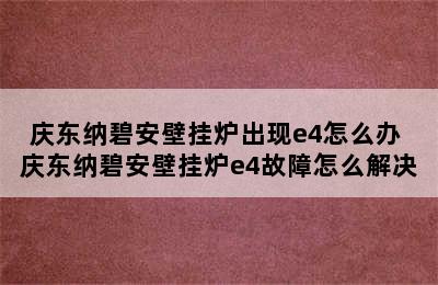 庆东纳碧安壁挂炉出现e4怎么办 庆东纳碧安壁挂炉e4故障怎么解决